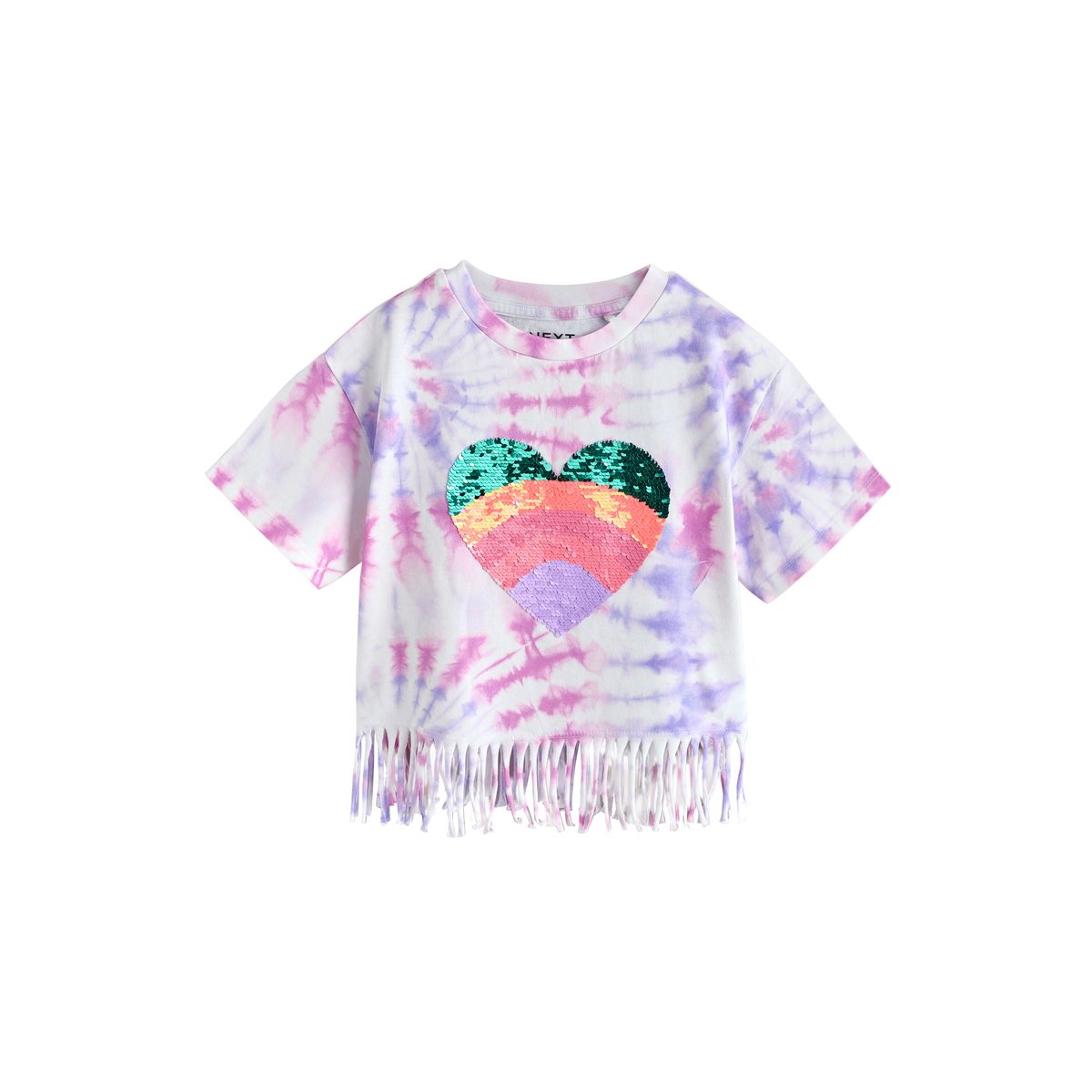 T-shirt à franges avec cœur sequins, NEXT