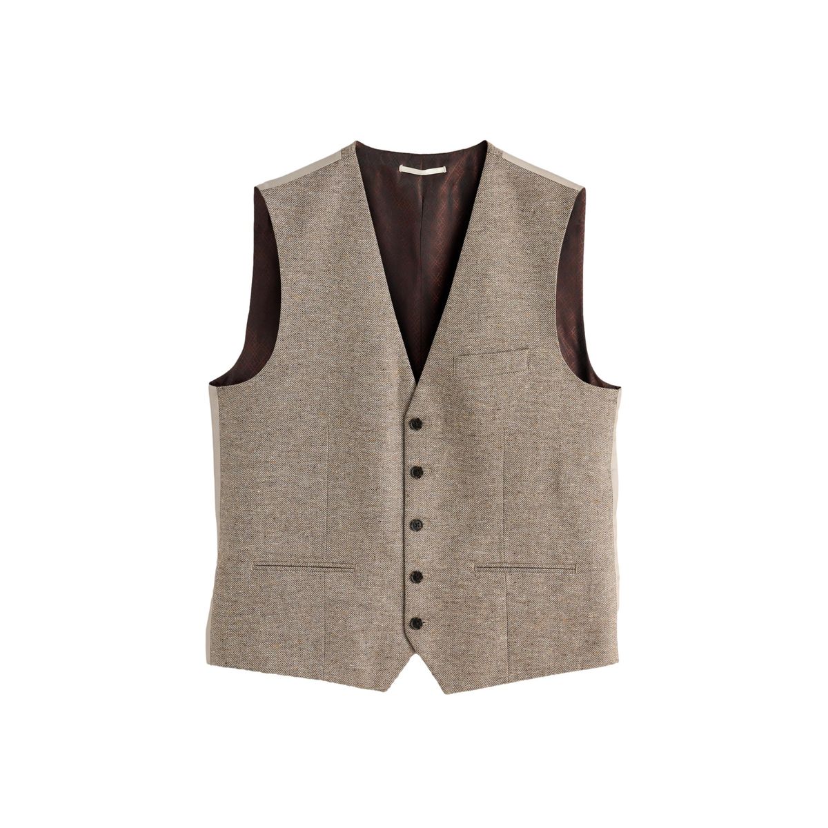 Gilet de costume ajusté à chevrons en laine, NEXT