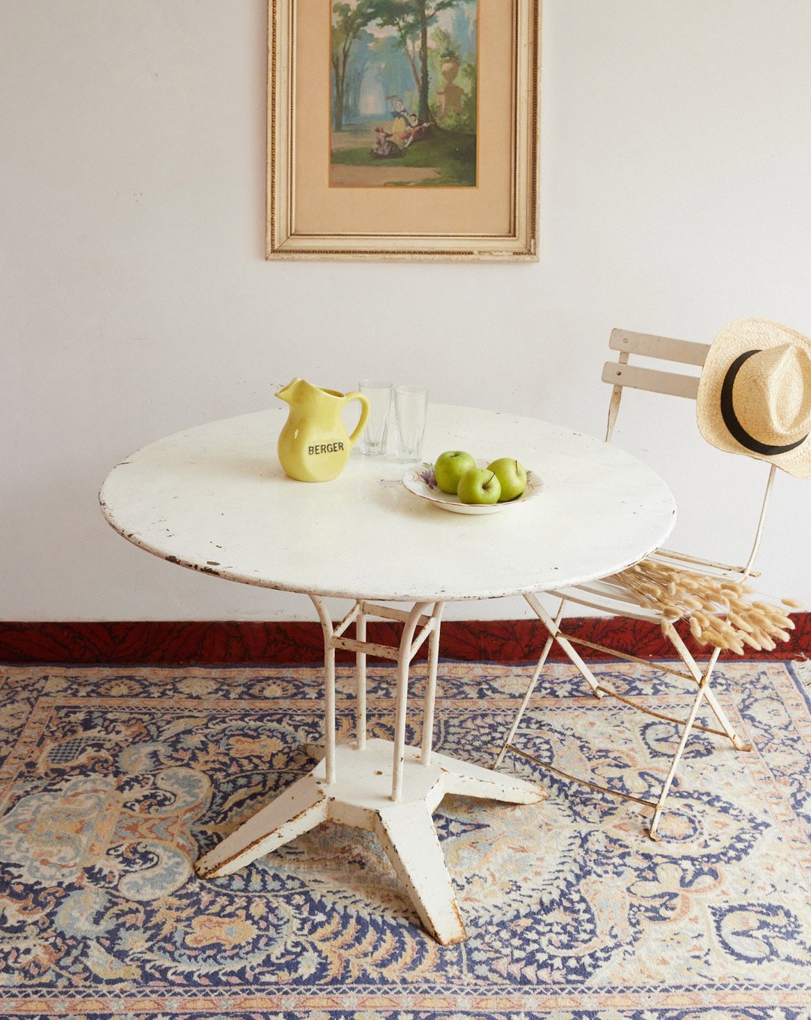 Table de jardin Art déco en métal patiné Romy N°1598 - Bon état, DEBONGOUT