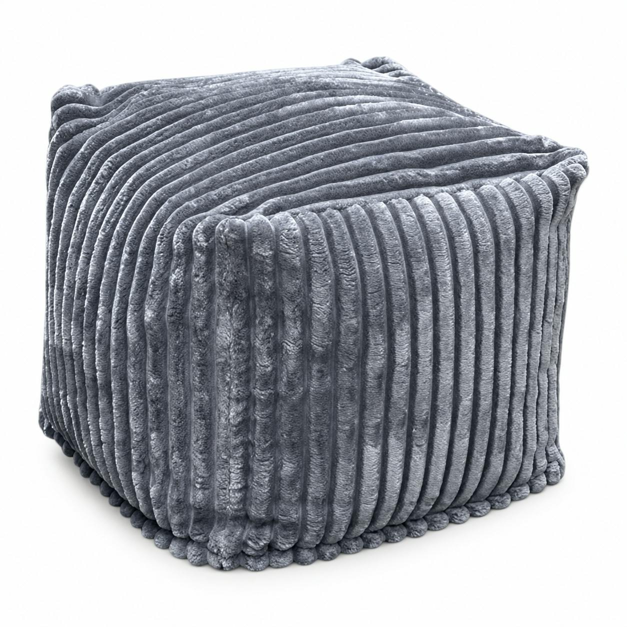 Pouf carré velours grosses côtes gris VISBY, PIER IMPORT