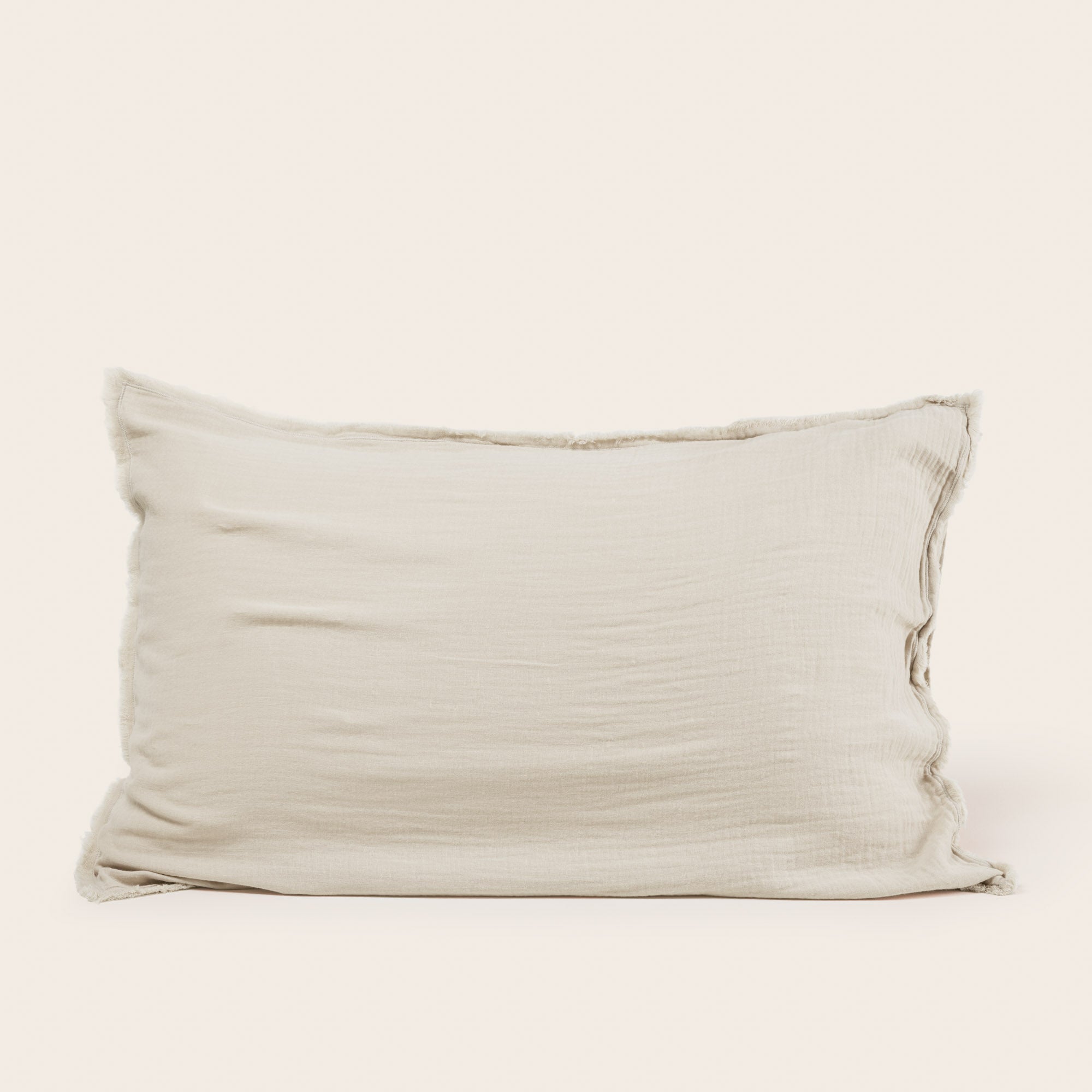 Taie D'Oreiller en Gaze de coton lavé finition frangée, 65x65 cm LOU, MADURA