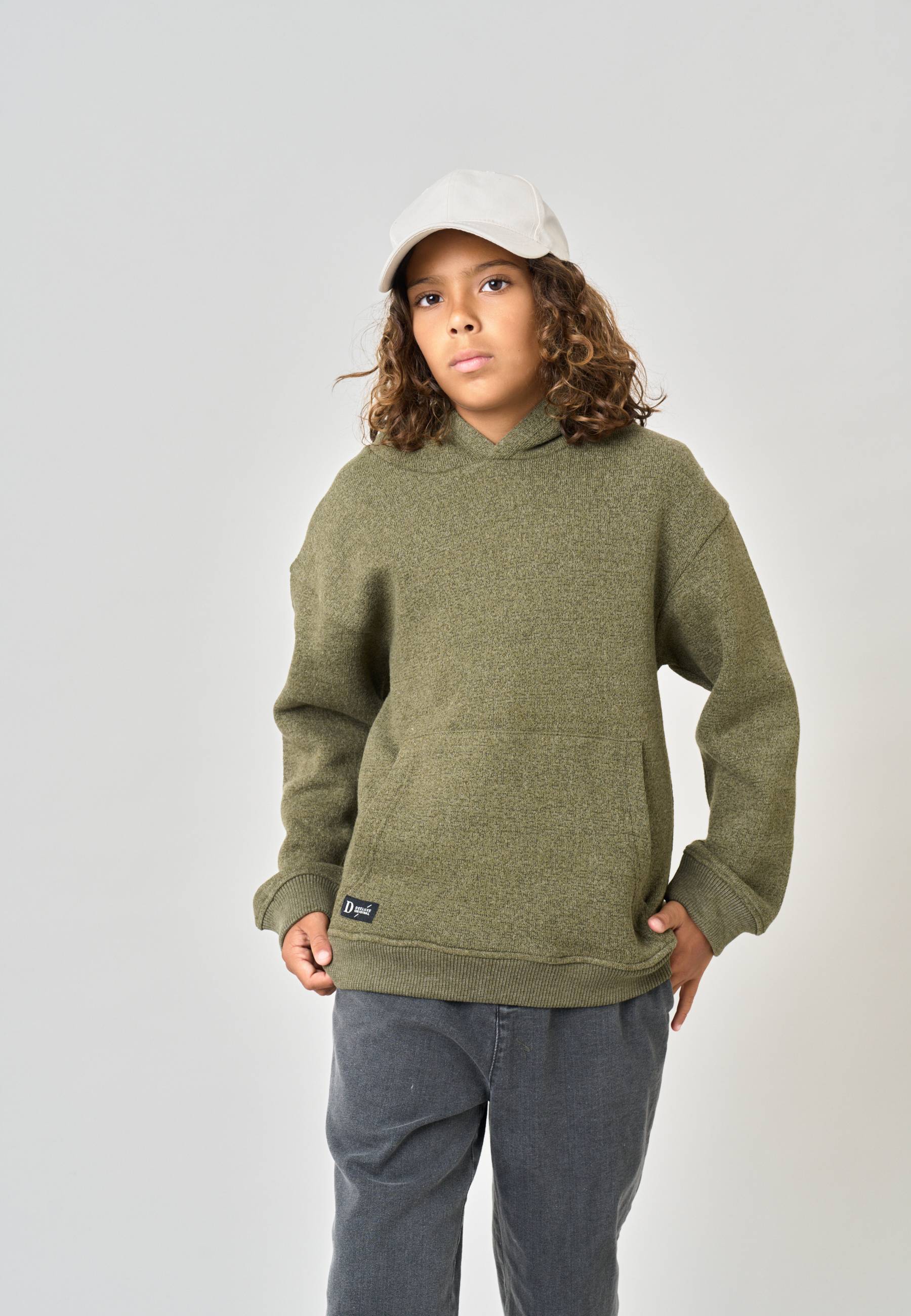 Sweat à capuche loose garçon en coton texturé avec patch étoile DAPPERON, DEELUXE