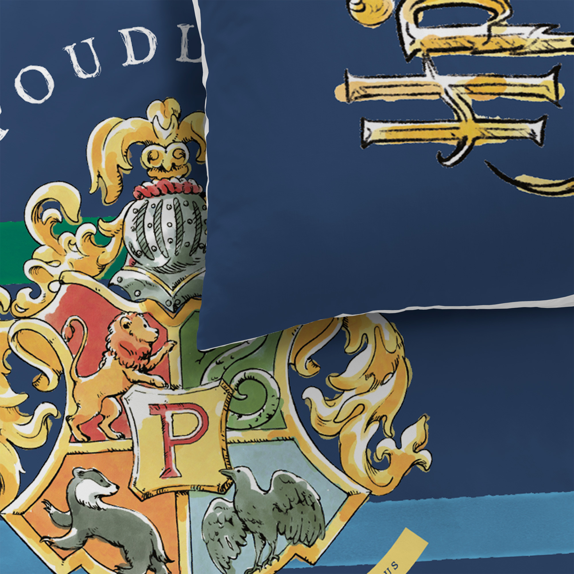 Parure De Lit Harry Potter 1 Personne – Housse Couette 140x200 + Taie 63x63 Cm Réversible Bleu – 100% Coton OEKO-TEX
