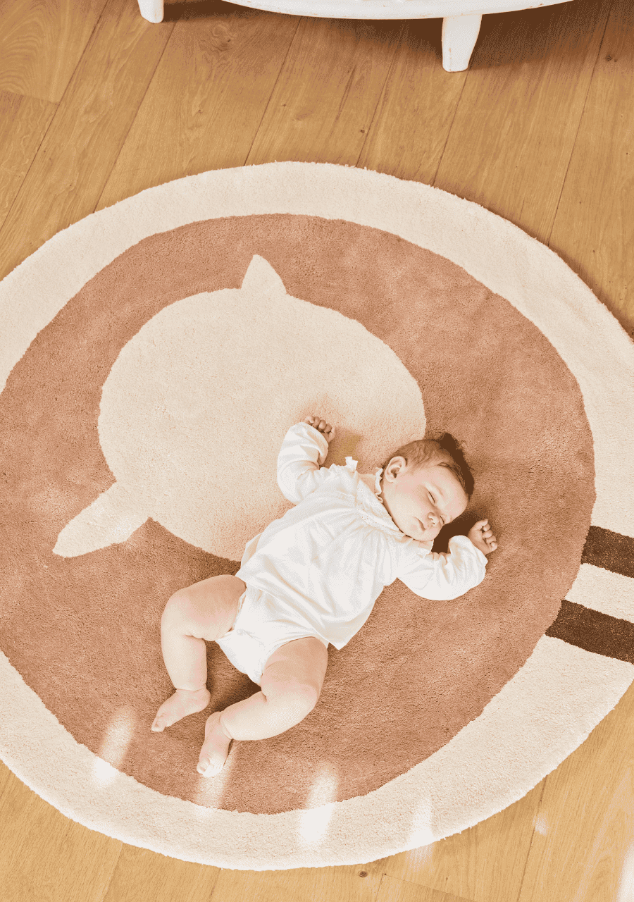 Tapis enfant rond épais, Coton bio GOTS, MOUTON, BLEUU STUDIO