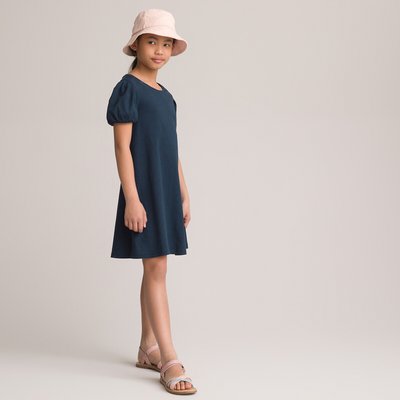 Cotton Dress with Short Puff Sleeves LA REDOUTE COLLECTIONS