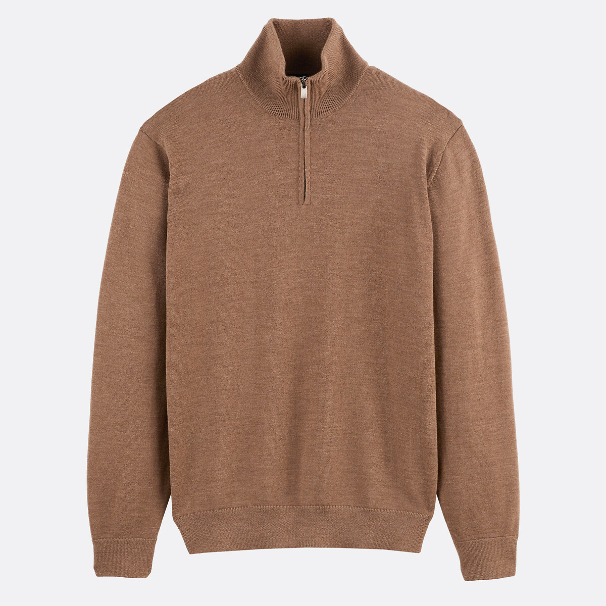 Pull en laine, en fine maille, col montant demi zippé, LA REDOUTE COLLECTIONS