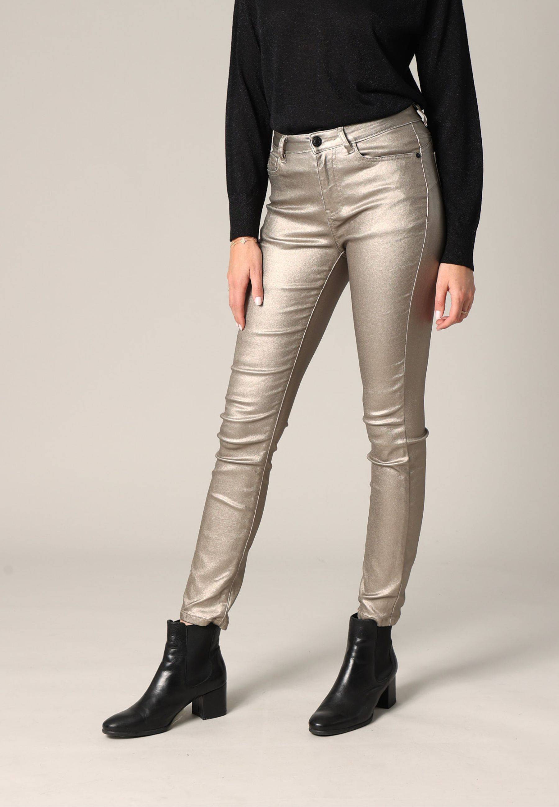 Pantalon slim taille haute, effet métallisé LYSIE, DEELUXE