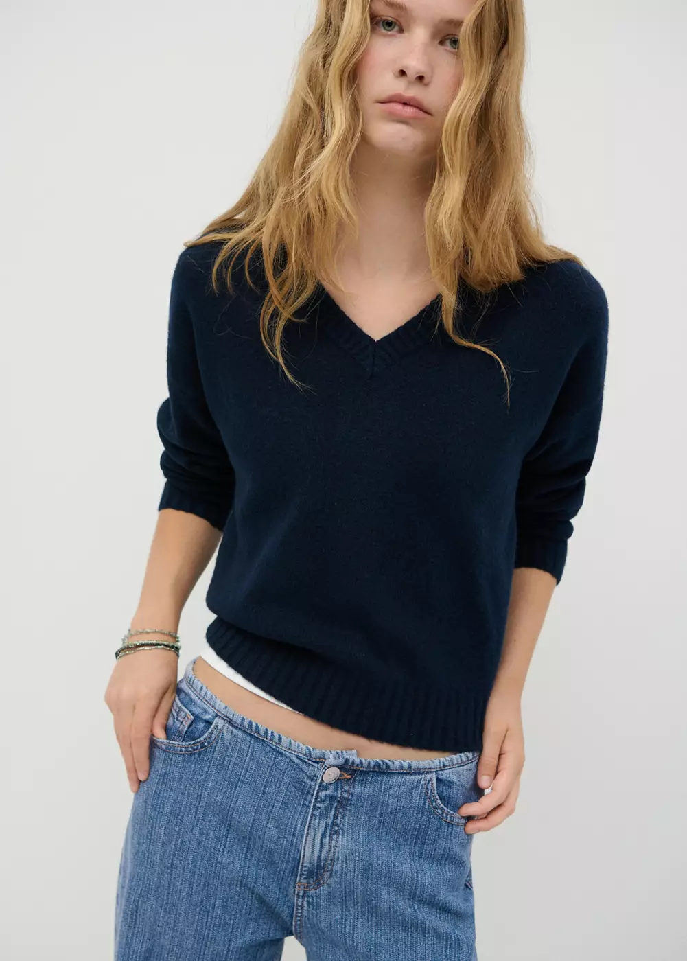 Jean low waist texture à rayures, MANGO TEEN