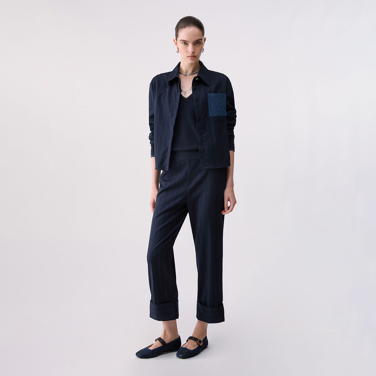 Pantalon cigarette à fines rayures, LIU JO