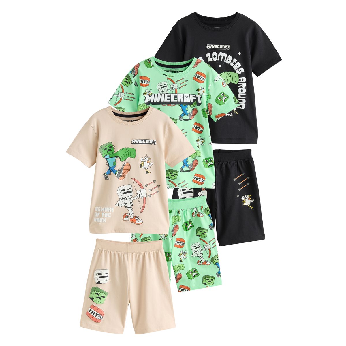 Pyjama short 100 % coton minecraft, lot de 3, NEXT