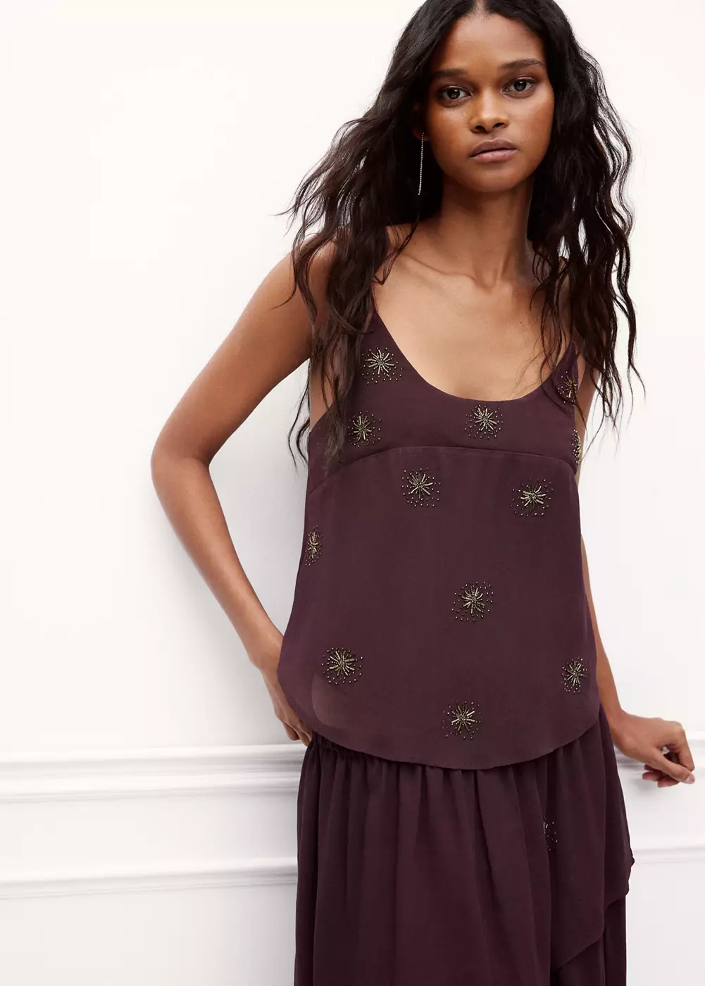 Top en mousseline brodé, MANGO TEEN
