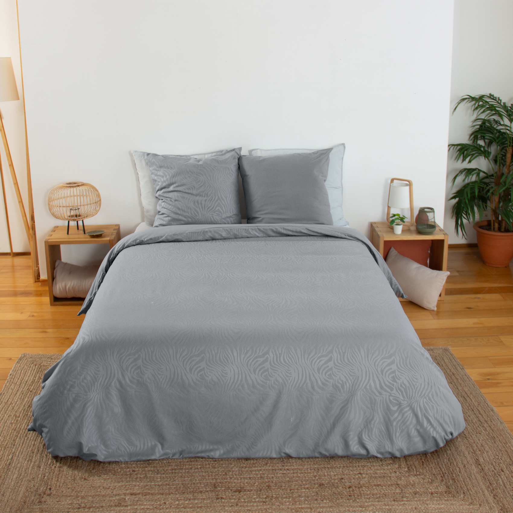 Parure de lit 3 pièces zèbre housse et taies, COTE DECO