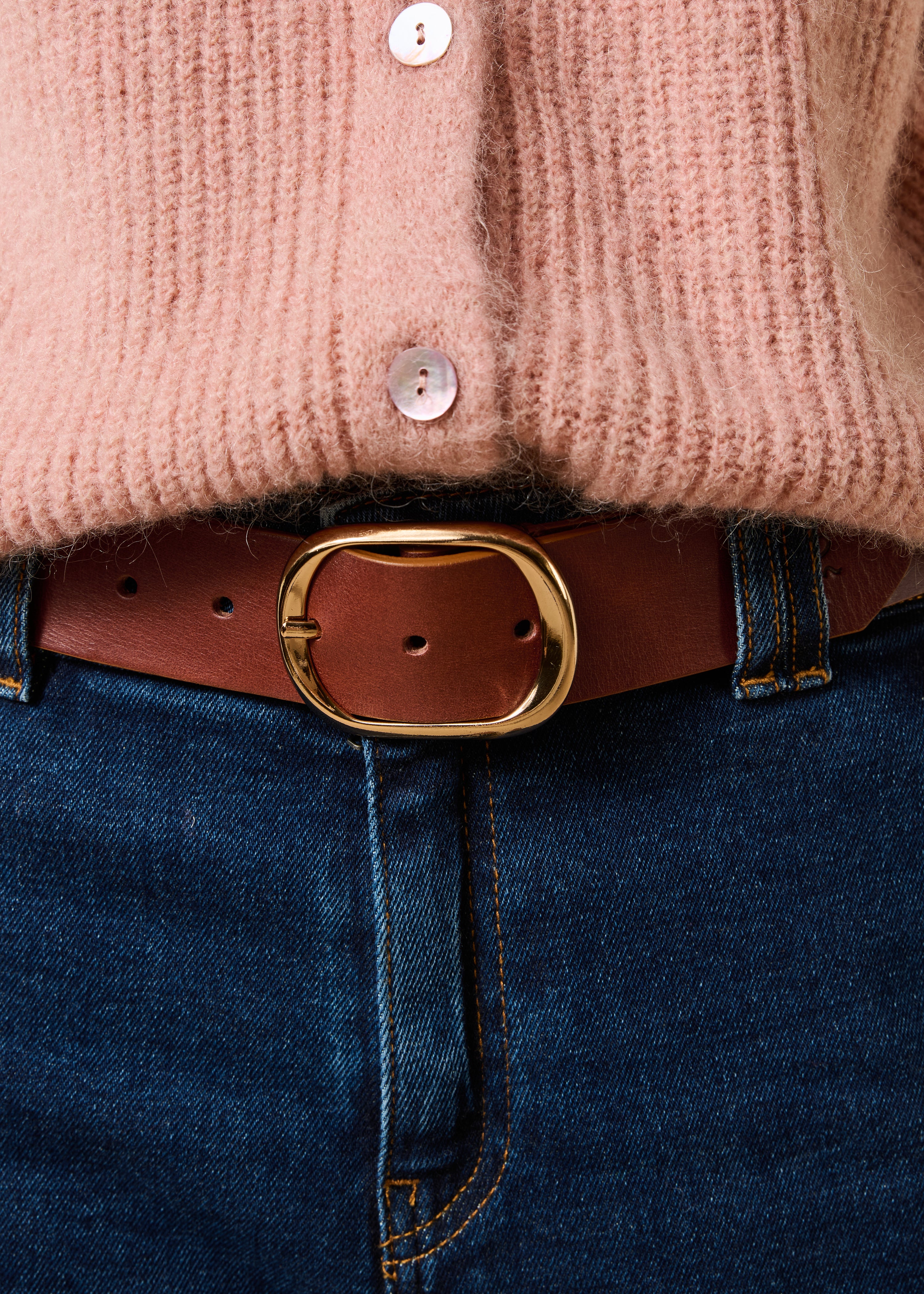 Ceinture en cuir boucle ovale, LA FEE MARABOUTEE