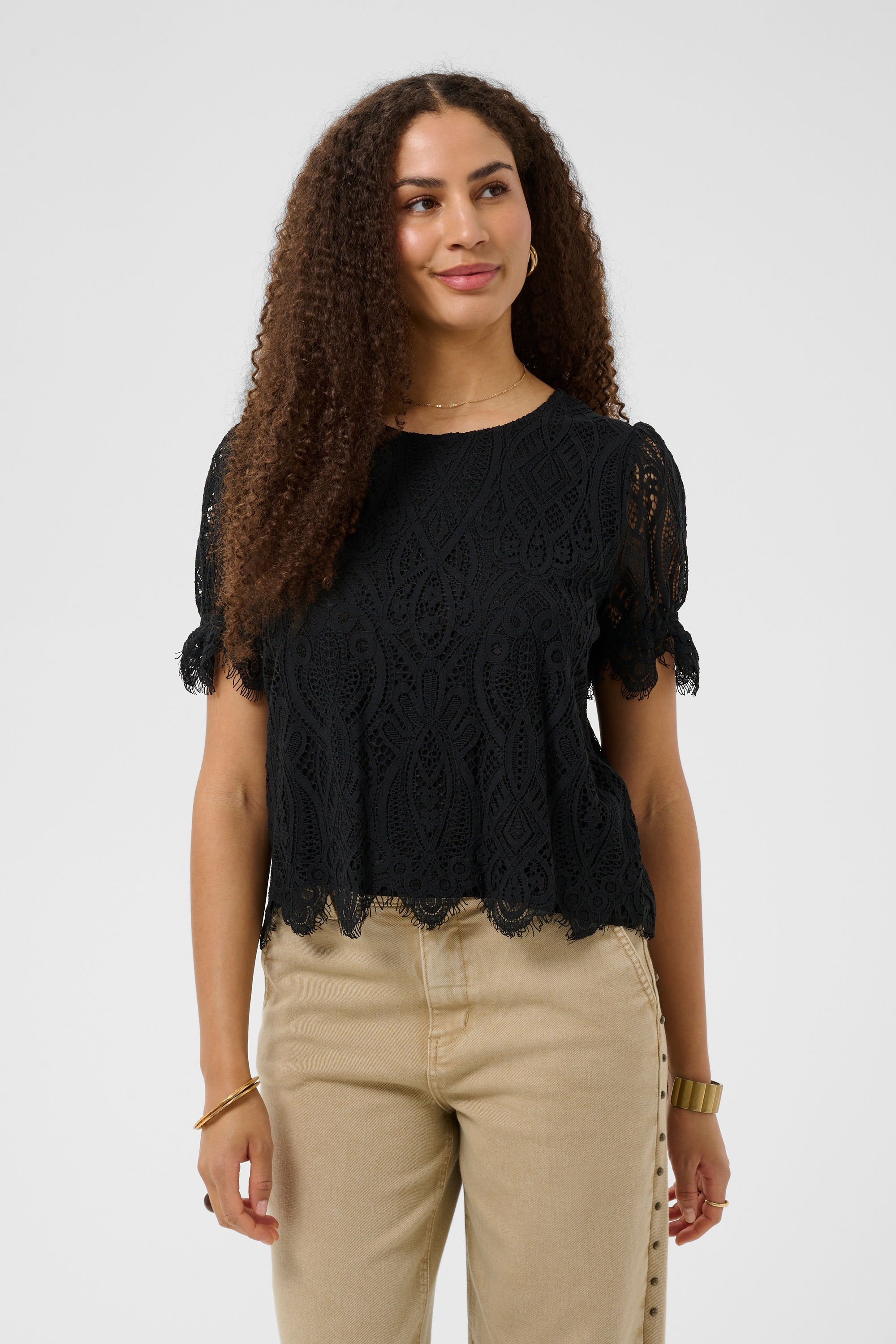 Blouse à manches courtes, CREAM