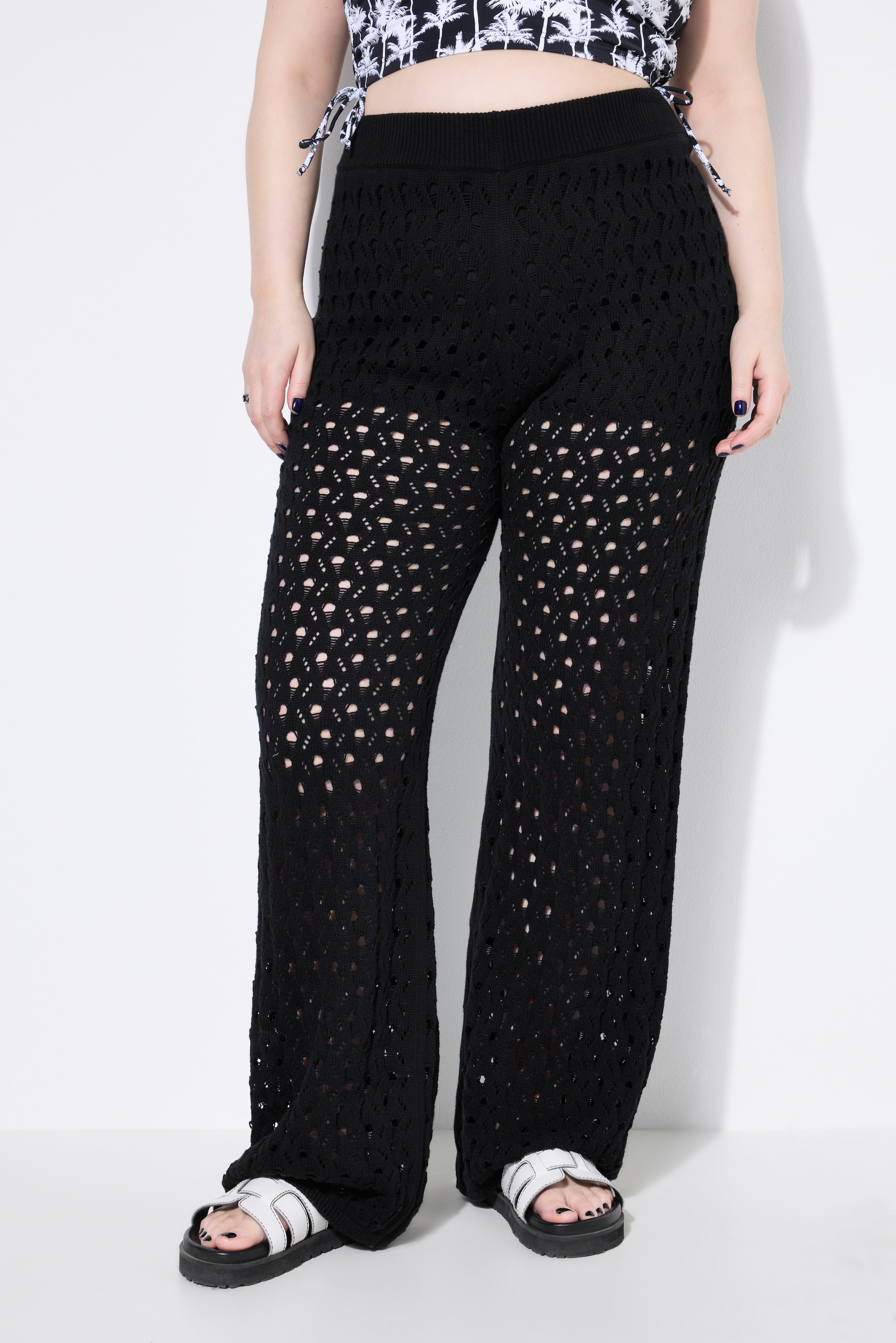 Pantalon jambe droite, maille ajourée, STUDIO UNTOLD