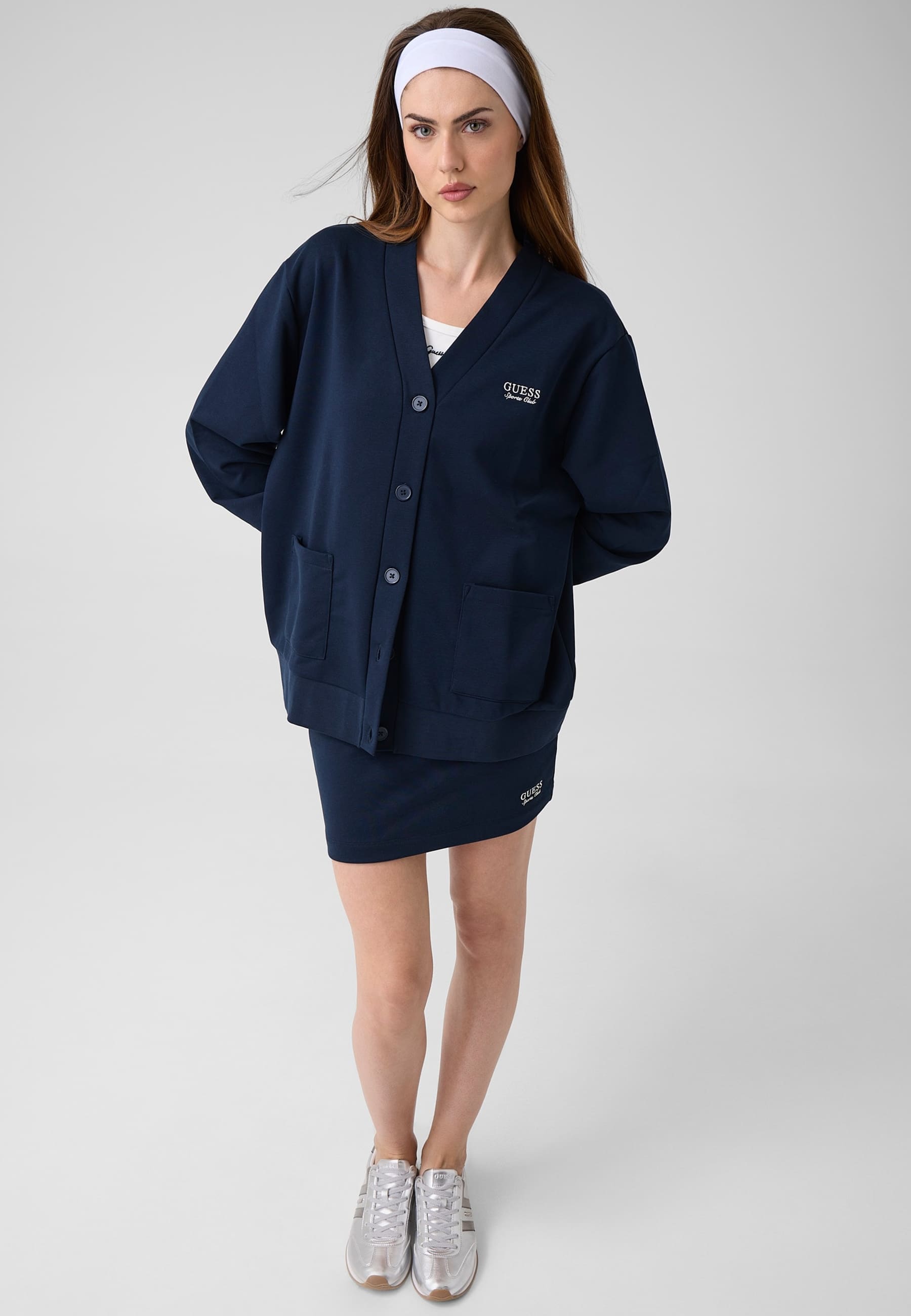Cardigan Avec Logo Brodé, GUESS