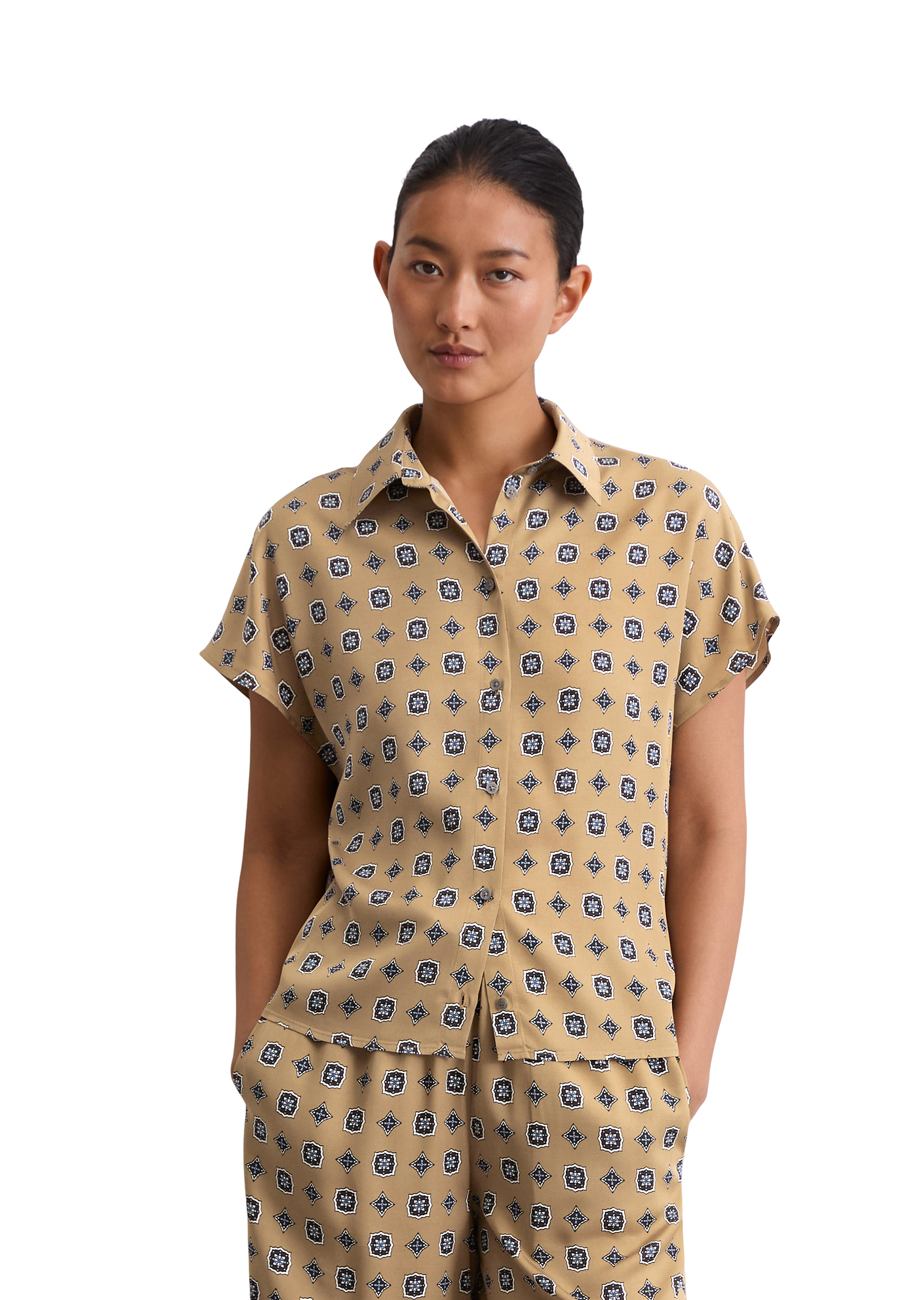 Blouse à motifs regular en sergé de viscose, MARC O'POLO