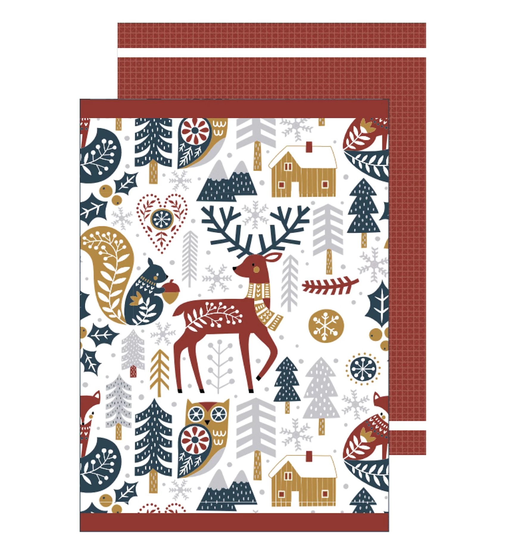 Lot de 2 torchons Animaux d hiver, EDEN