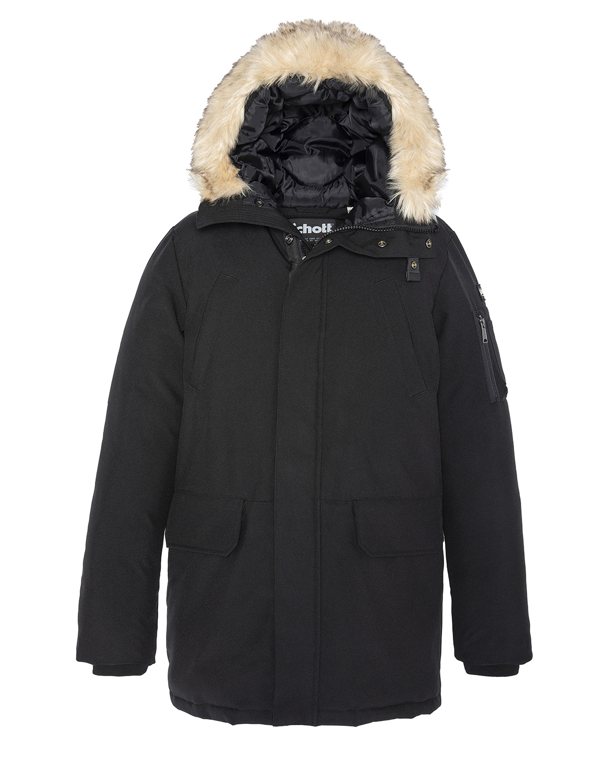 Parka d'hiver anthracite à capuche, SCHOTT