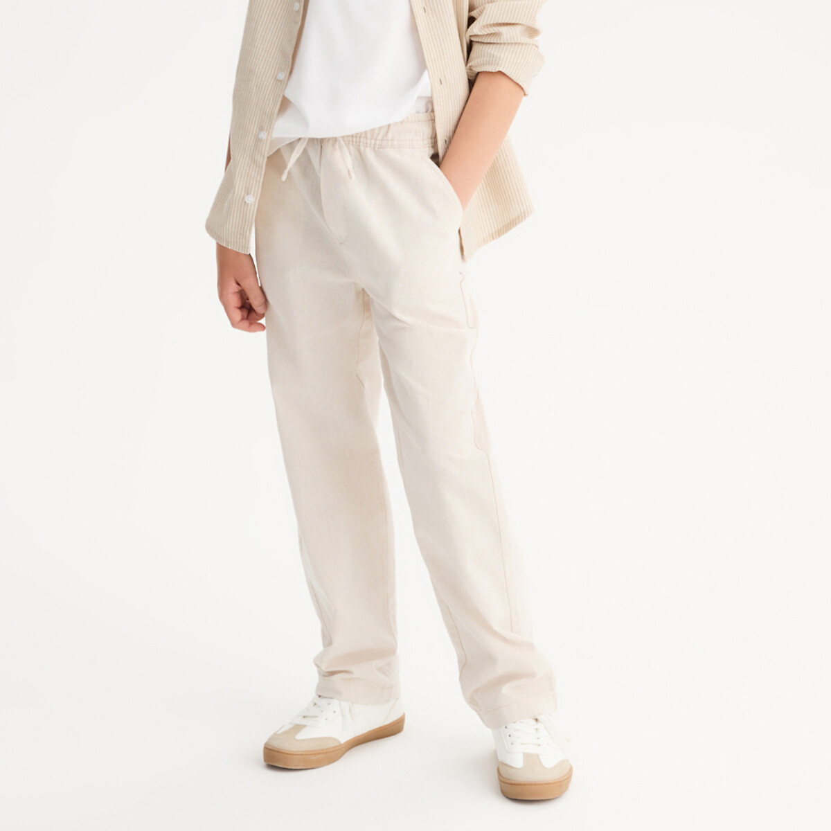 Pantalon droit coton/lin, LA REDOUTE COLLECTIONS