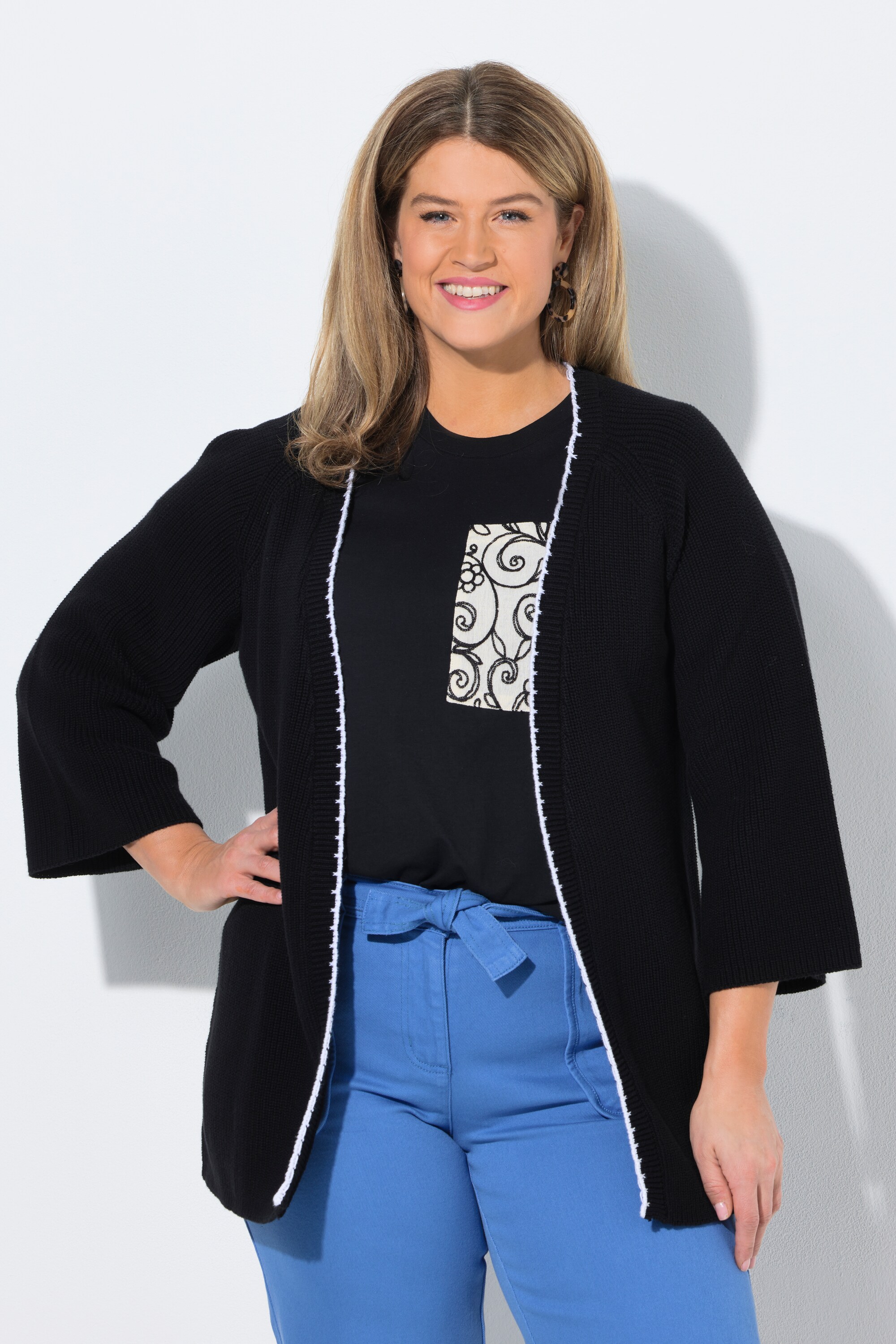 Gilet, bordures décoratives, col V, ULLA POPKEN