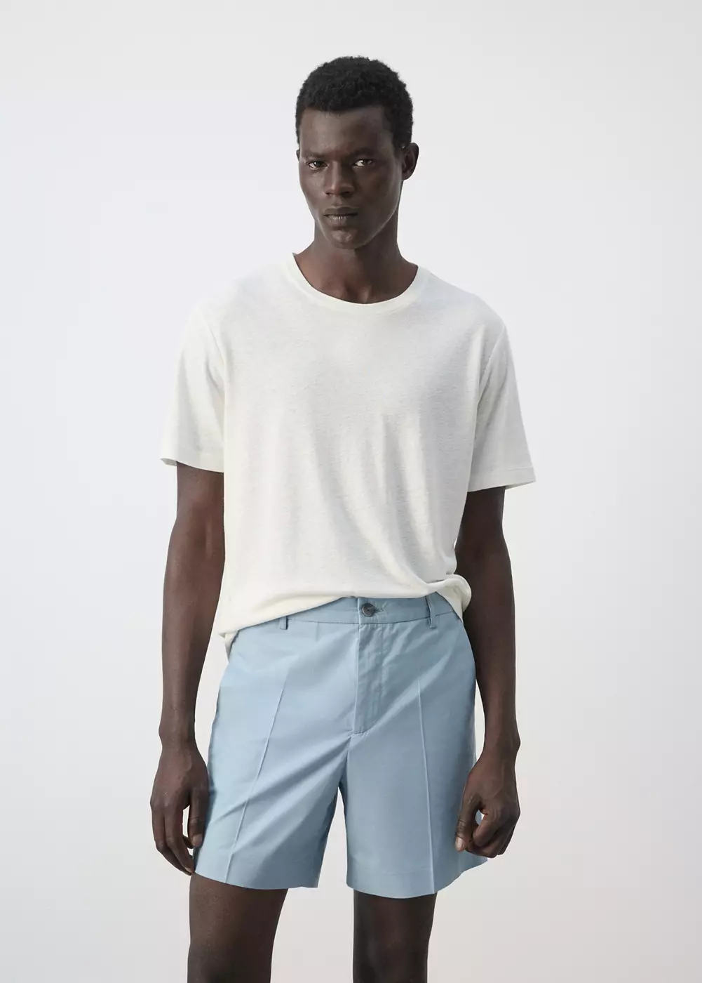 T-shirt slim fit en mélange de lin, MANGO MAN