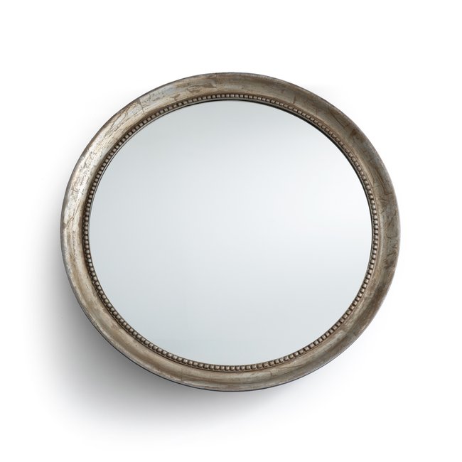 Afsan 100cm Solid Mango Wood Round Mirror, aged gold-coloured, LA REDOUTE INTERIEURS