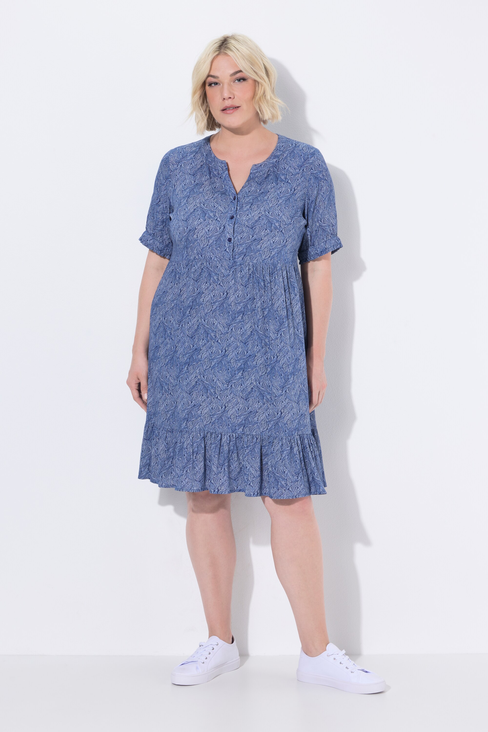 Robe motif feuilles, coupe évasée, ULLA POPKEN