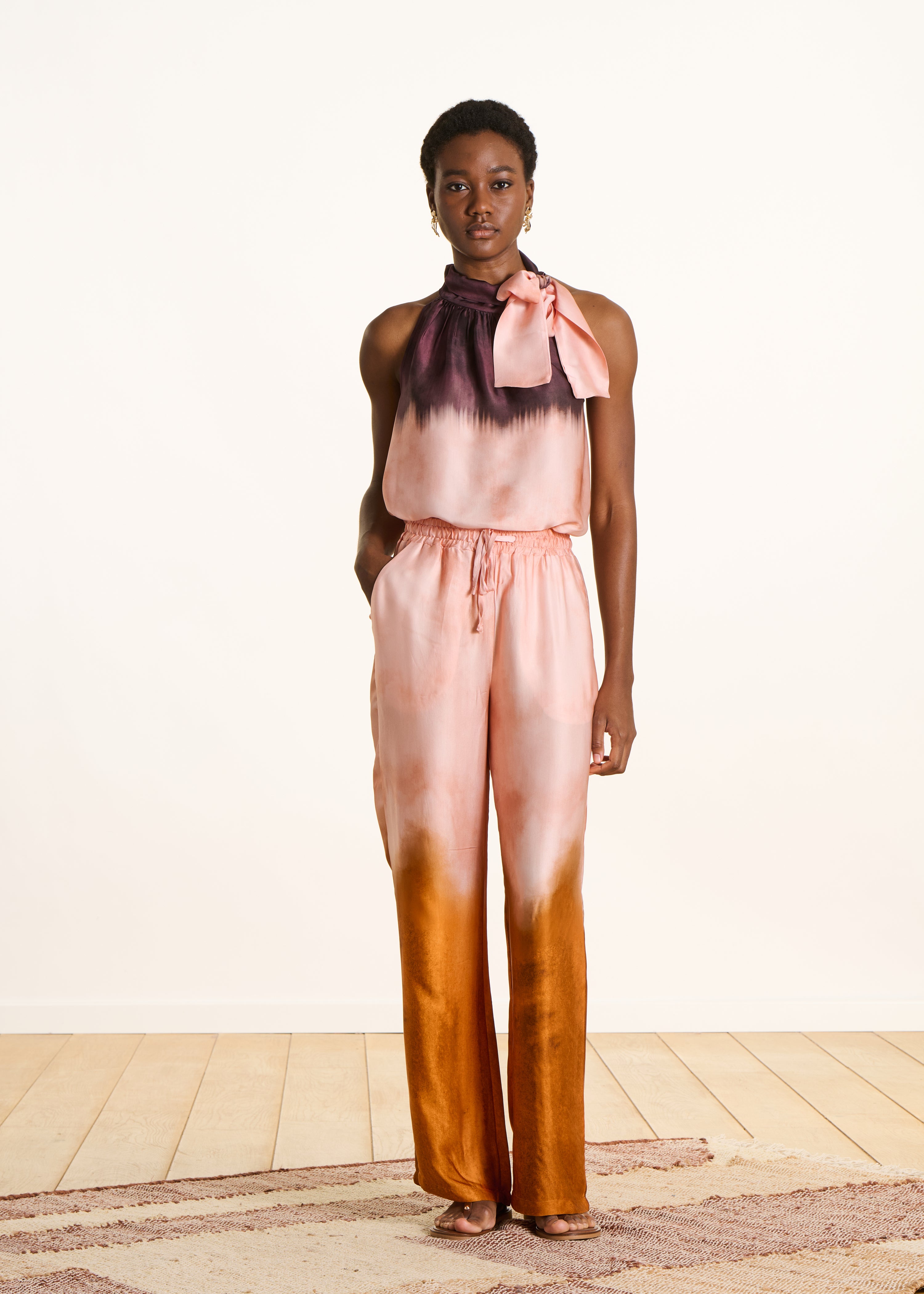 Pantalon large en satin imprimé tie & dye, LA FEE MARABOUTEE