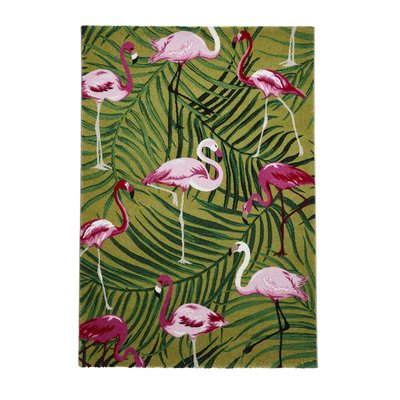 Tropical Flamingo Leaf Print Rug SO'HOME