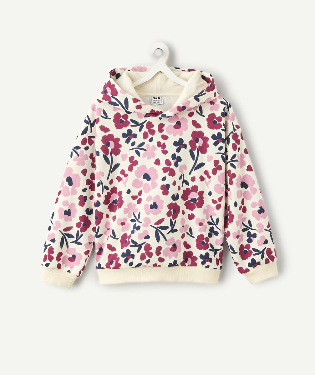 Sweat à capuche, imprimé fleuri, en molleton, TAPE A L'OEIL