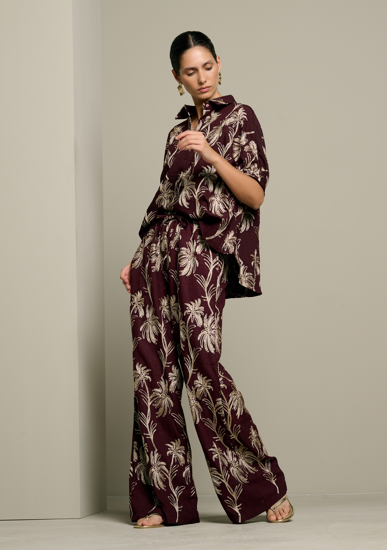 Pantalon palmiers brodés, LOLALIZA