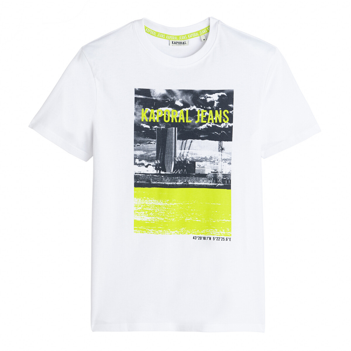 Dock Printed Cotton T-Shirt with Crew Neck