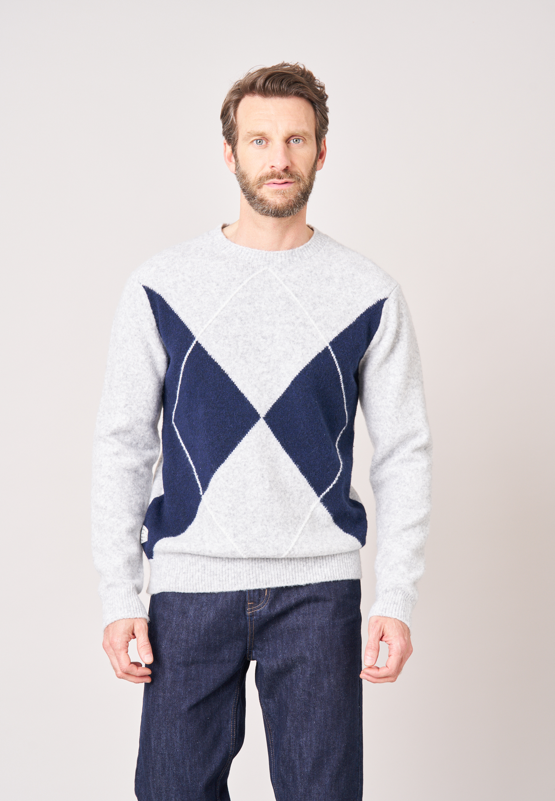 Pull homme motif losanges maille douce PIERRE, DEELUXE