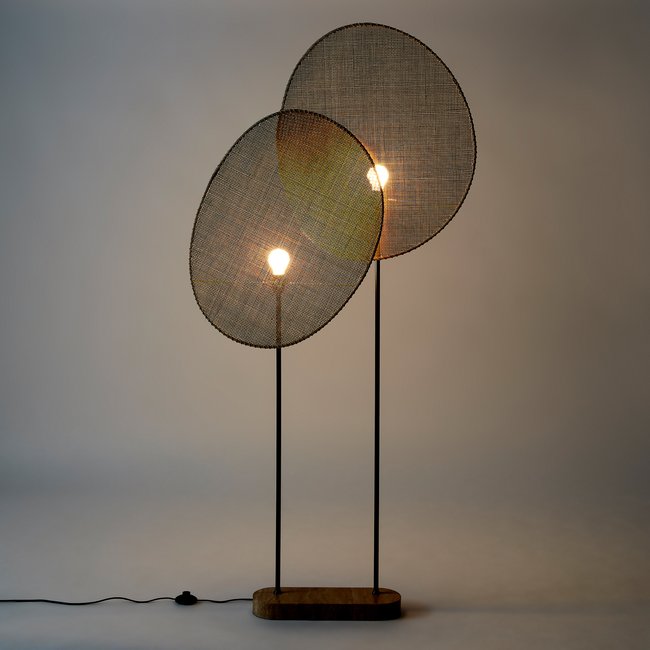 Staande lamp in rotan, design E. Gallina, Canopée <span itemprop=