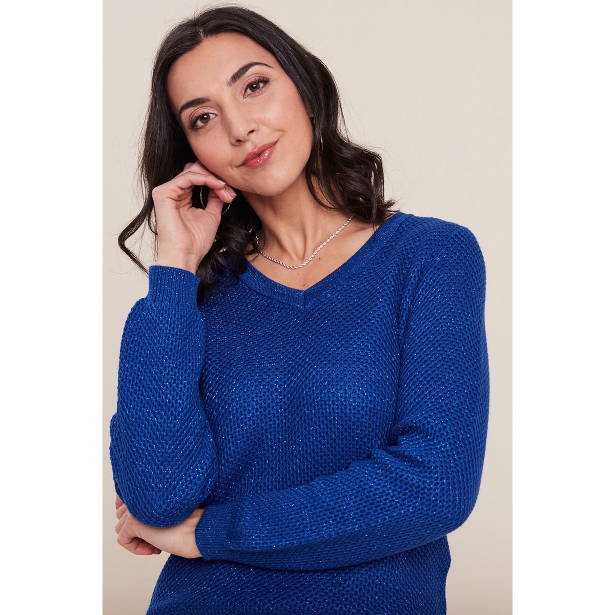 Pull col roulé bleu electrique online femme