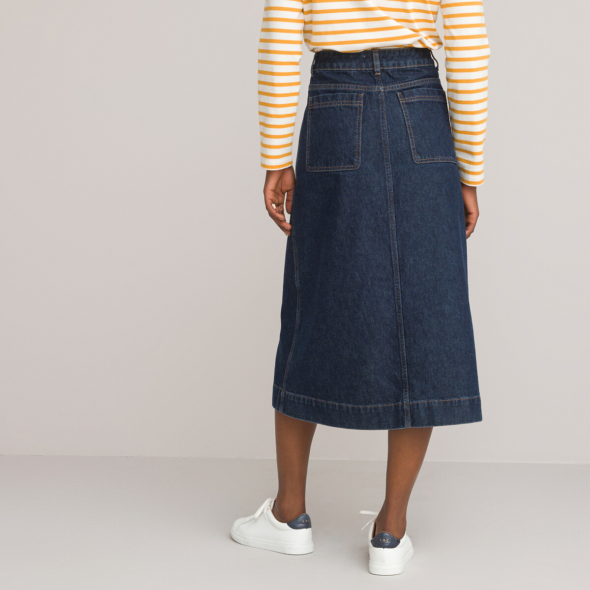 Gonna in denim, lunghezza midi blu grezzo La Redoute Collections | La  Redoute