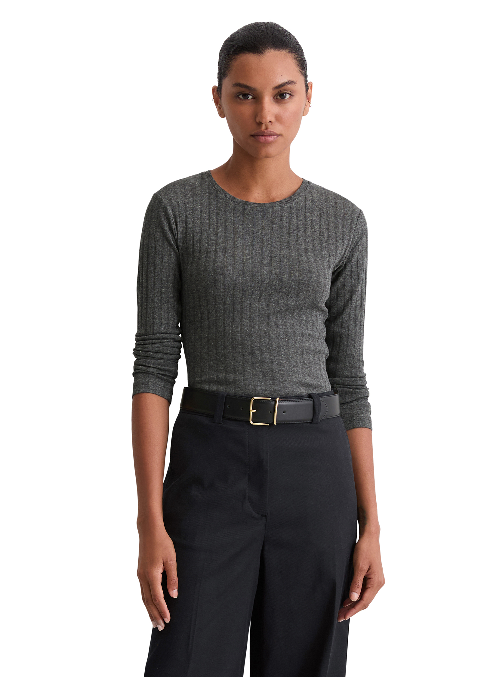 T-shirt long slim en mélange coton-modal organique, MARC O'POLO