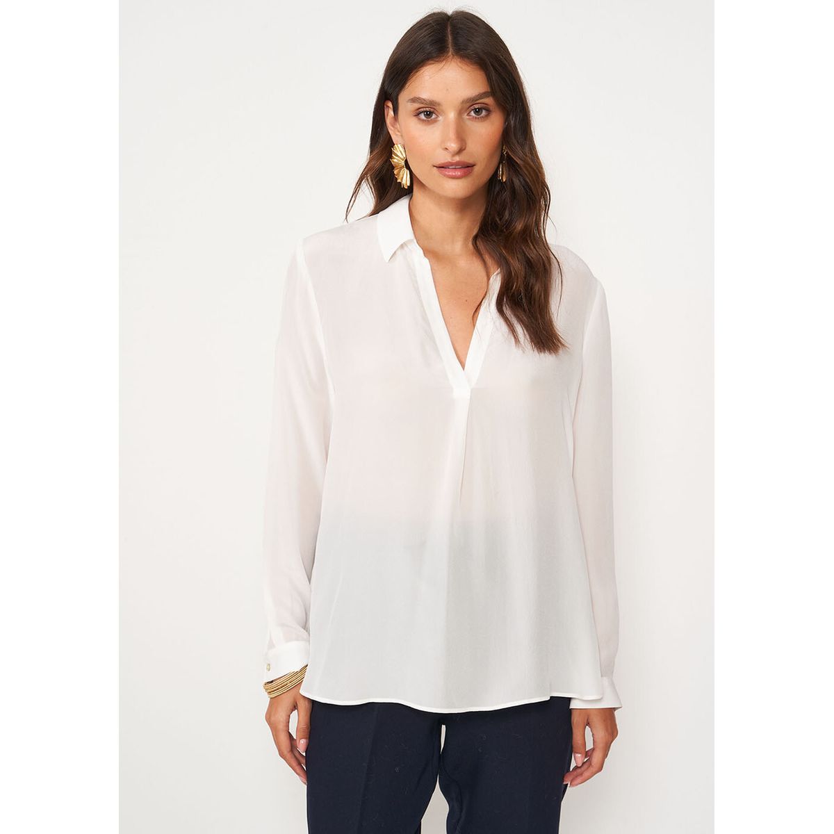 Chemise en soie blanche femme La Redoute