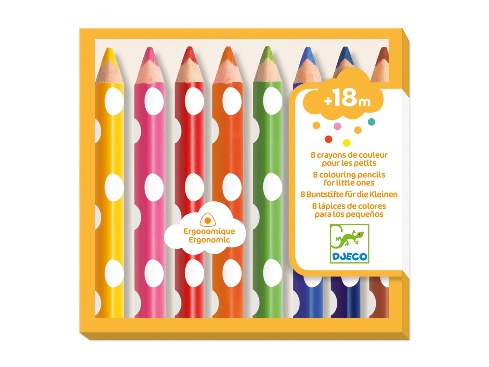 Les couleurs des petits - 8 crayons de couleur pour les petits, DJECO