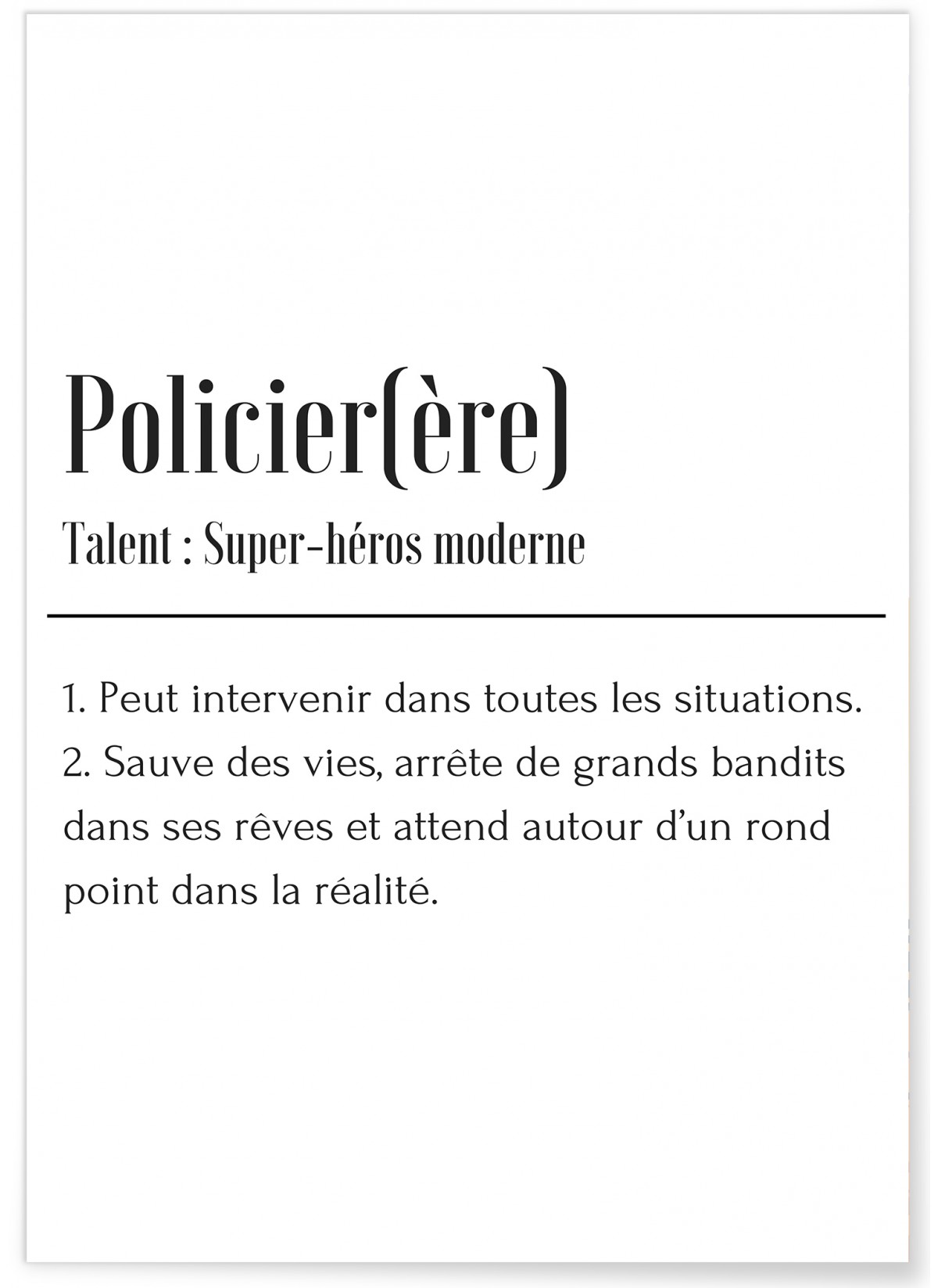 Affiche Définition Policier, L'AFFICHERIE