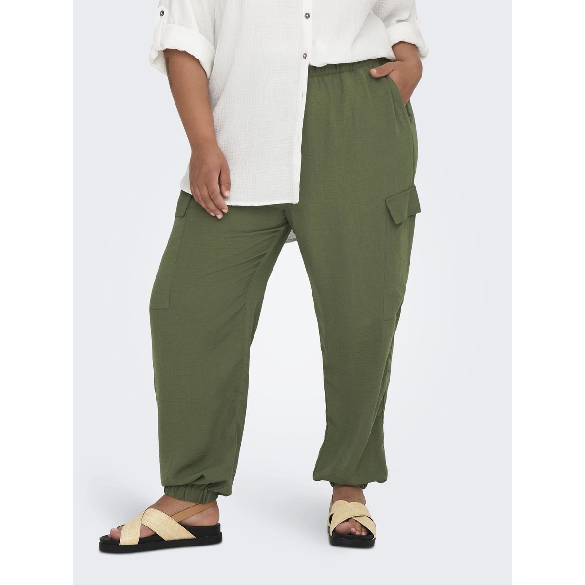 Pantalon cargo slim poches élastique cheville coton Femme ONLY à prix