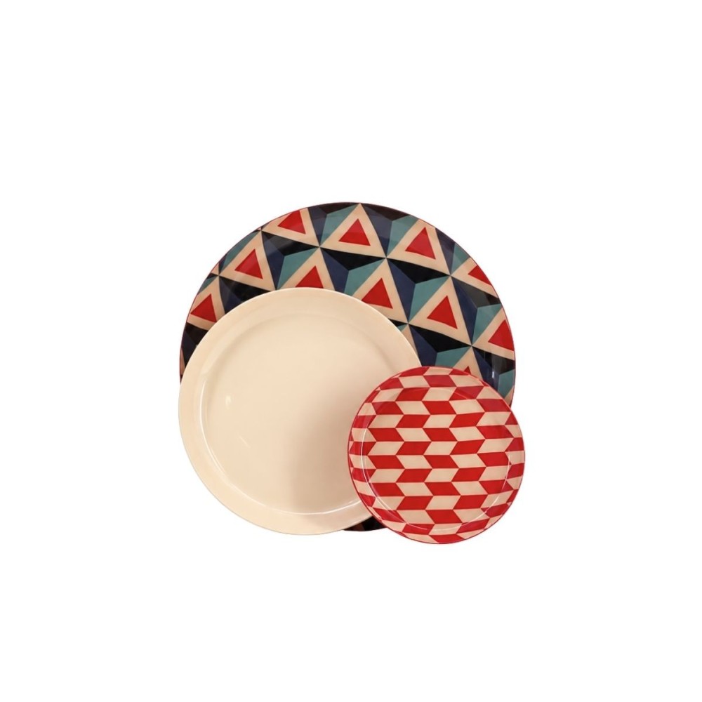 Set de 3 plateaux en métal laqué rouge, BAZAR DE LUXE