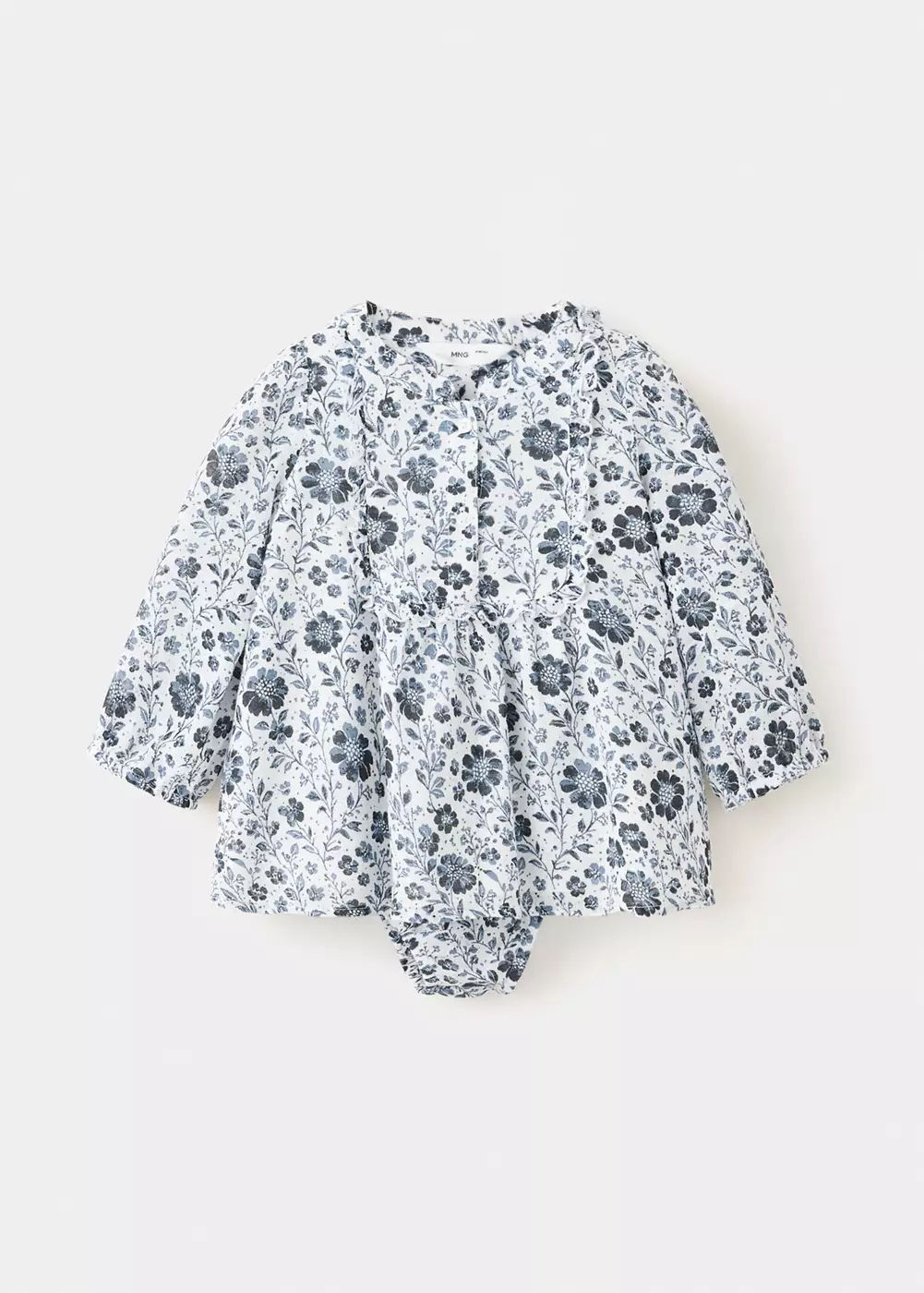 Robe et barboteuse en coton à fleurs, MANGO BABY