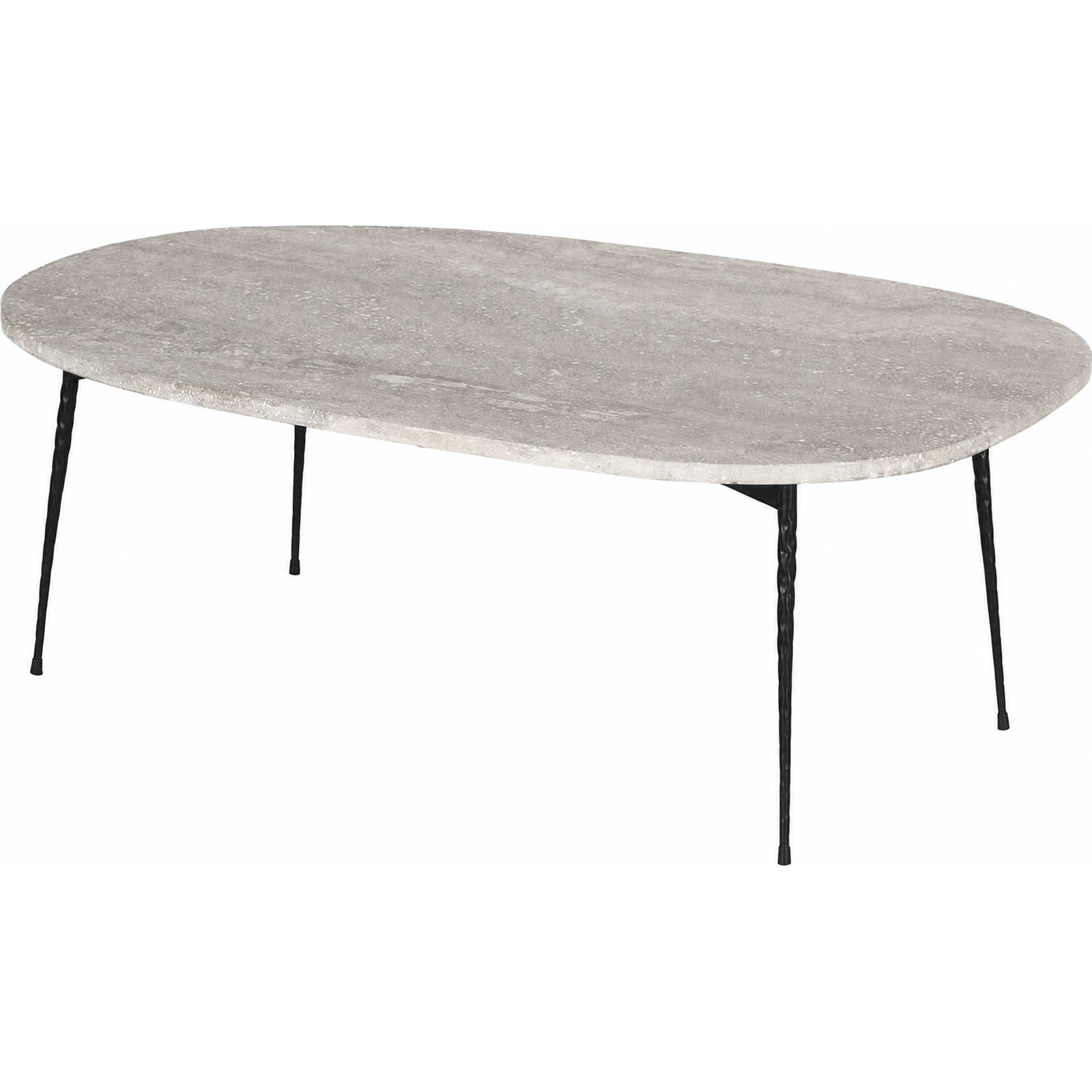 Table basse marbre travertin et métal, RECOLLECTION
