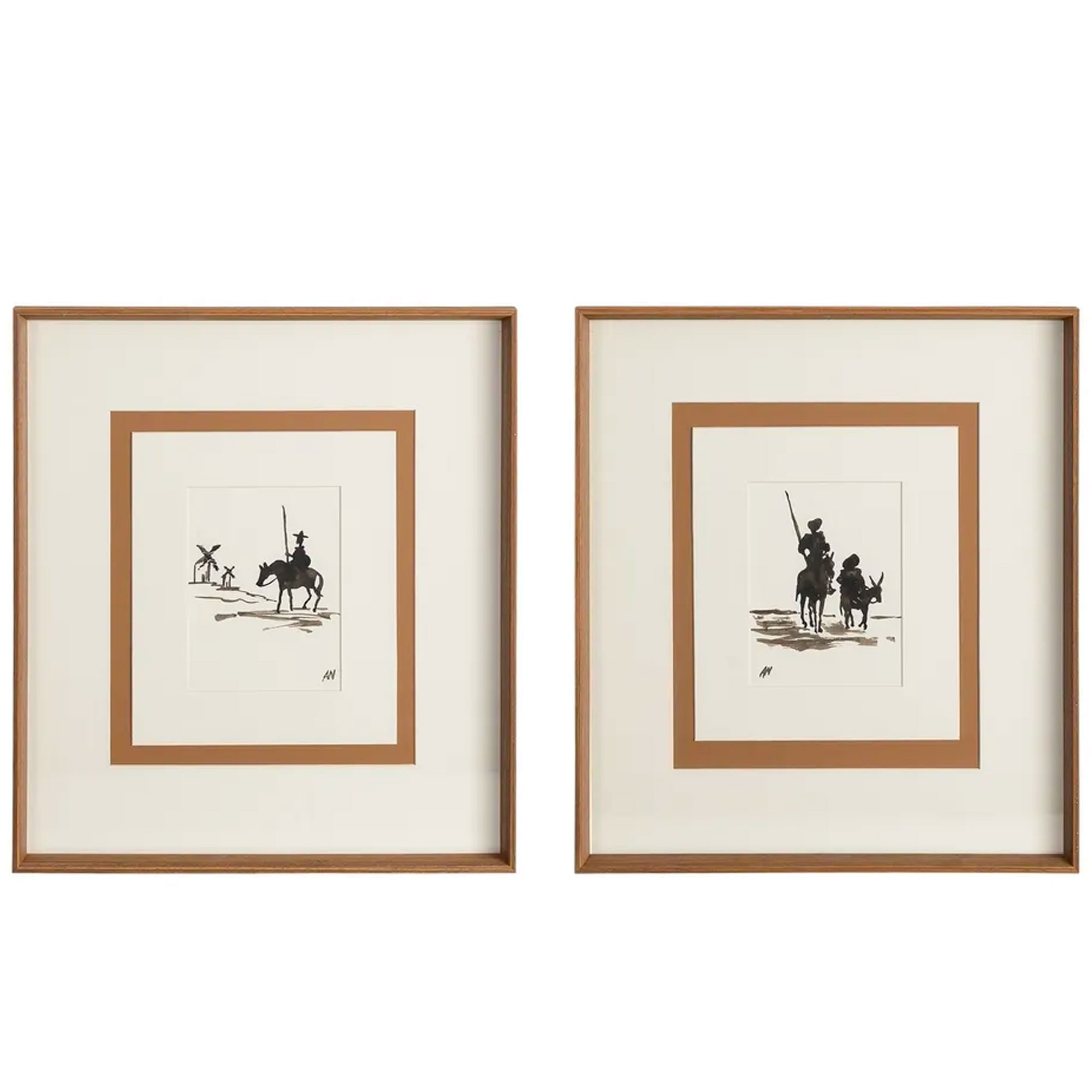 Set de 2 tableaux peints à la main don quichotte 44x50cm, WADIGA