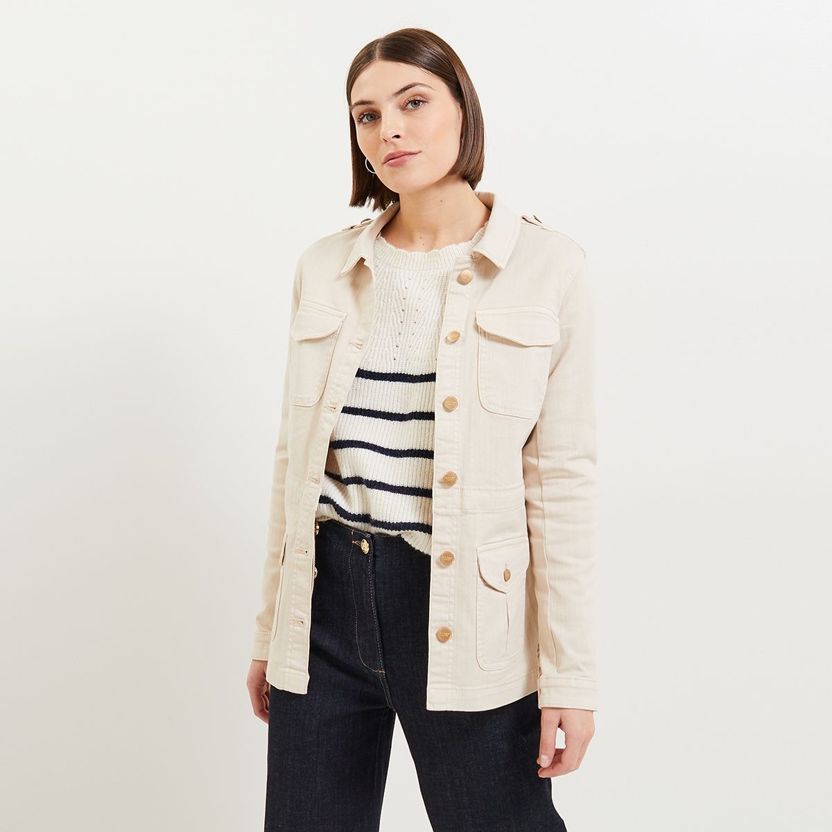 Veste en jean online femme beige