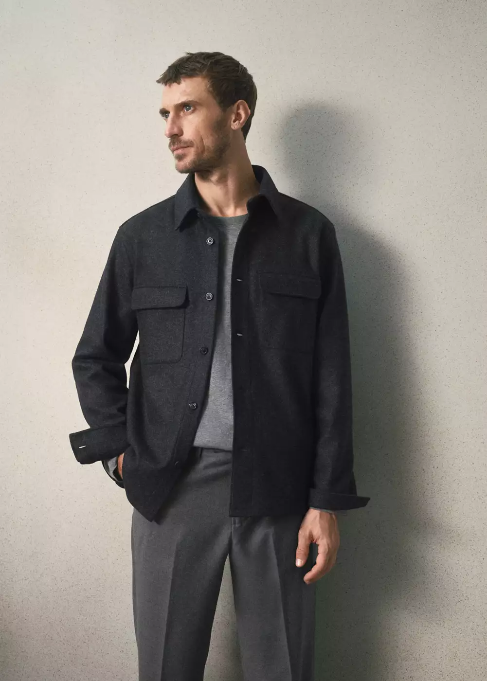 Surchemise en mélange de laine, poches, coupe regular fit, MANGO MAN