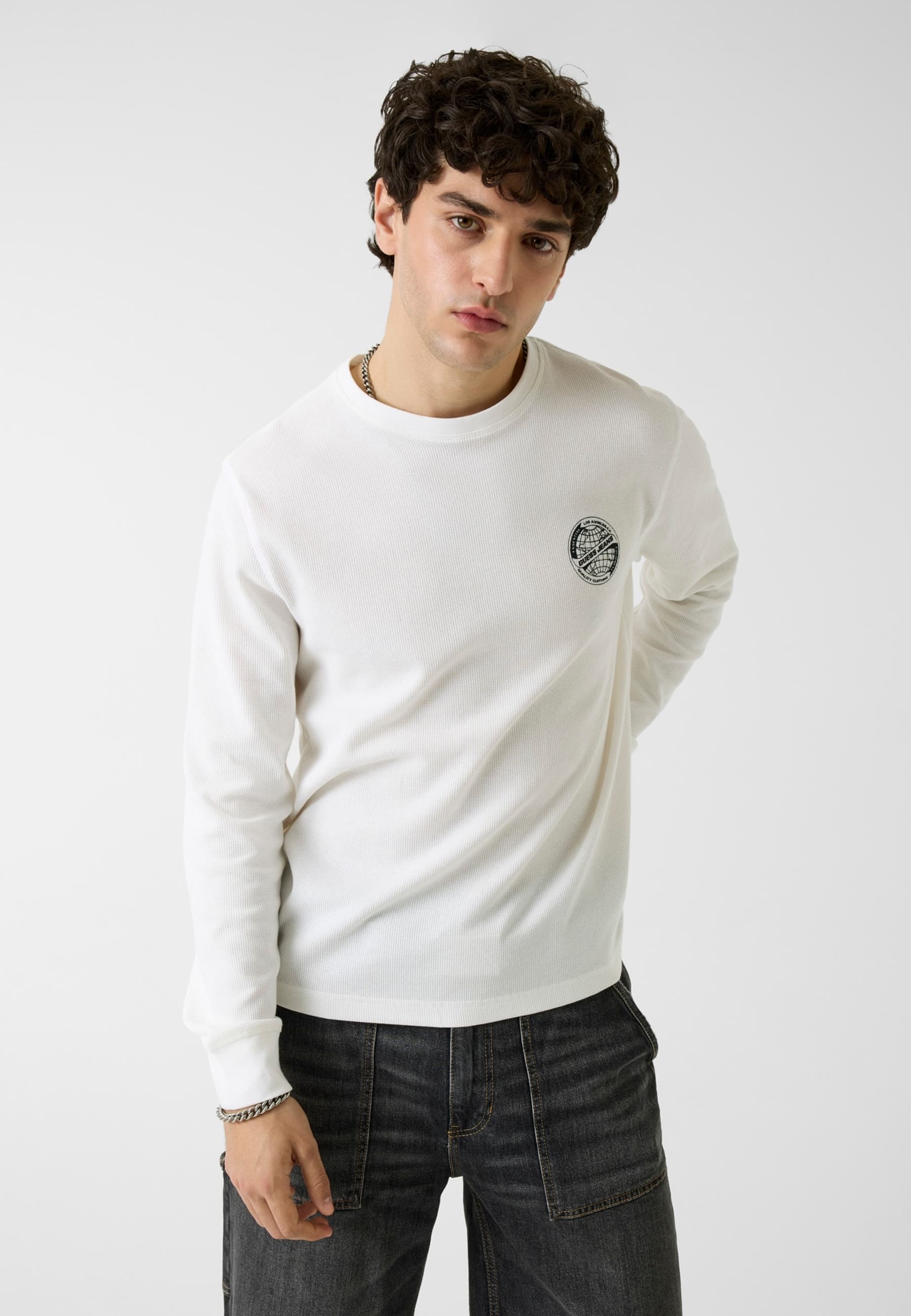 T-Shirt À Manches Longues Avec Logo, GUESS JEANS