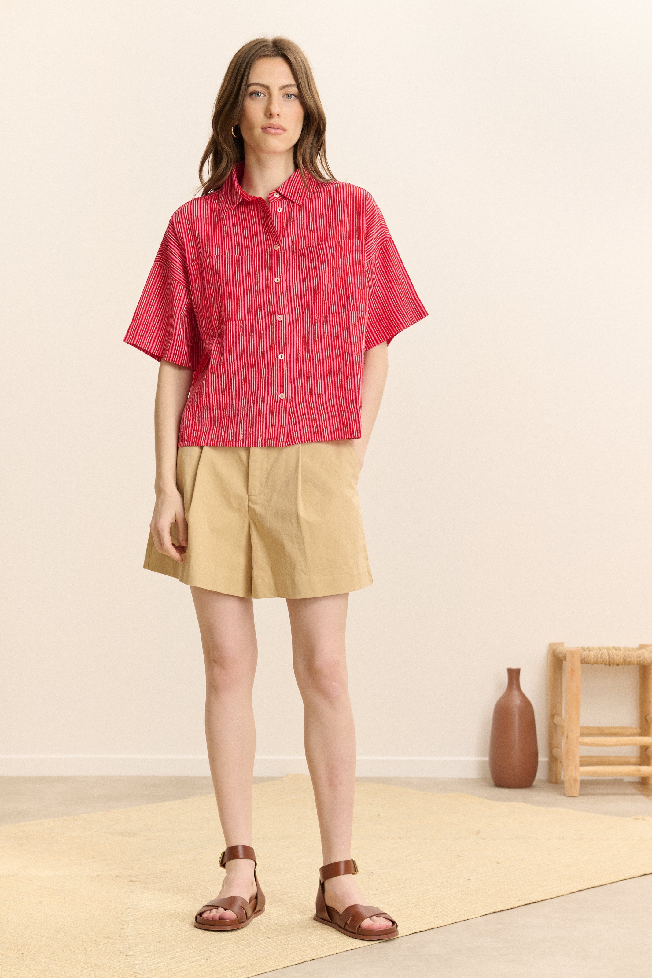 Chemise manches courtes à rayures CELINE, GARANCE PARIS